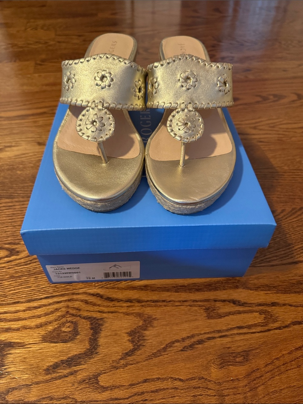 Brand New Jack Rogers Gold Metallic Wedge Sandals - Size 10
